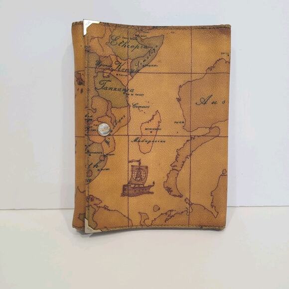 Alviero Martini Organizer Map Geo Leather Planner B6 7x5 Size Notebook Italian - Picture 1 of 10